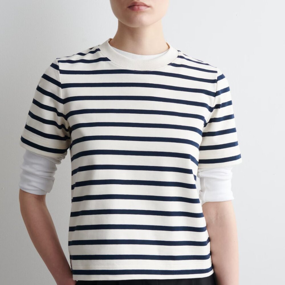 NWT COS Clean Cut Navy White Stripe Tee Minimalist Capsule Top